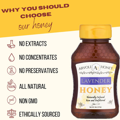 Arvoli Honey Lavender Infused Honey Bottle - 8 oz by Farm2Me