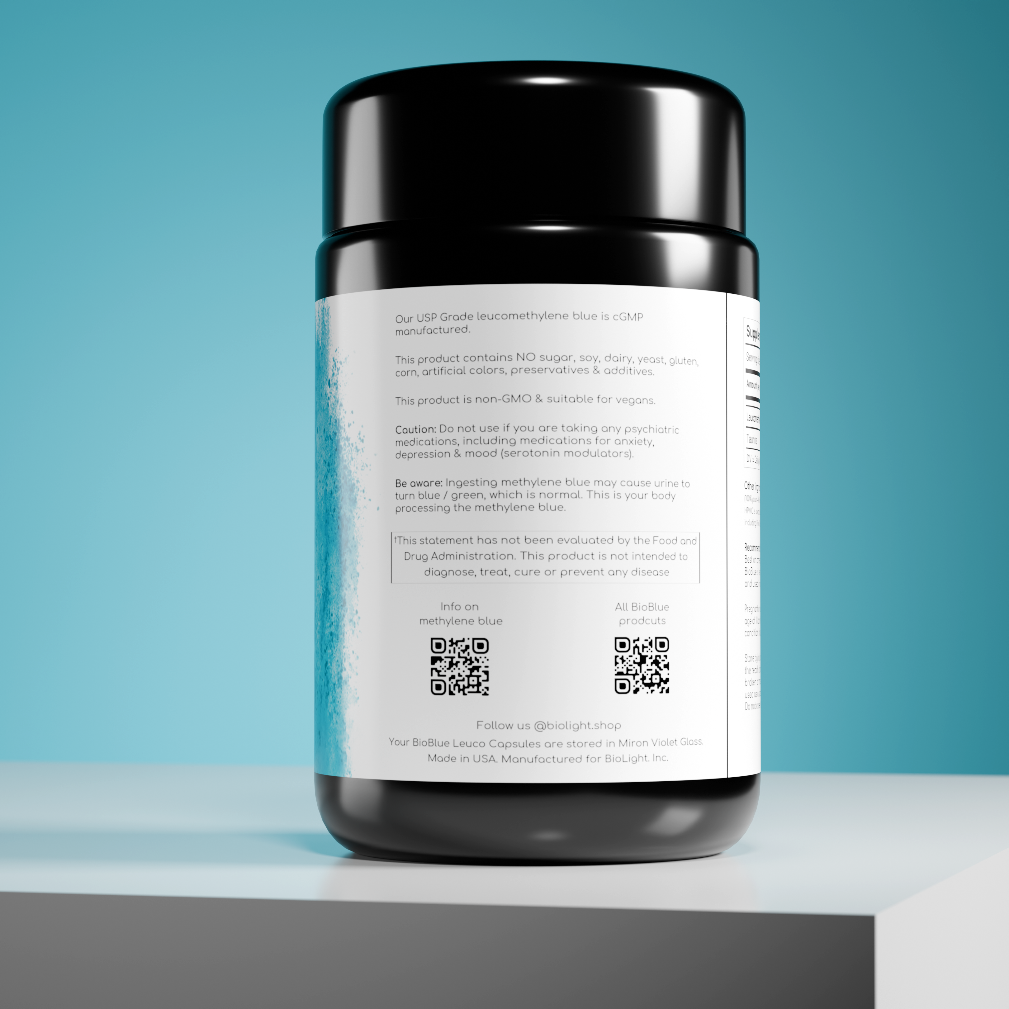 BioBlue Leuco Capsules – Rapidly Absorbed Leucomethylene Blue for Enhanced Brain & Mitochondrial Support | Red Light Therapy Synergist - USP Grade