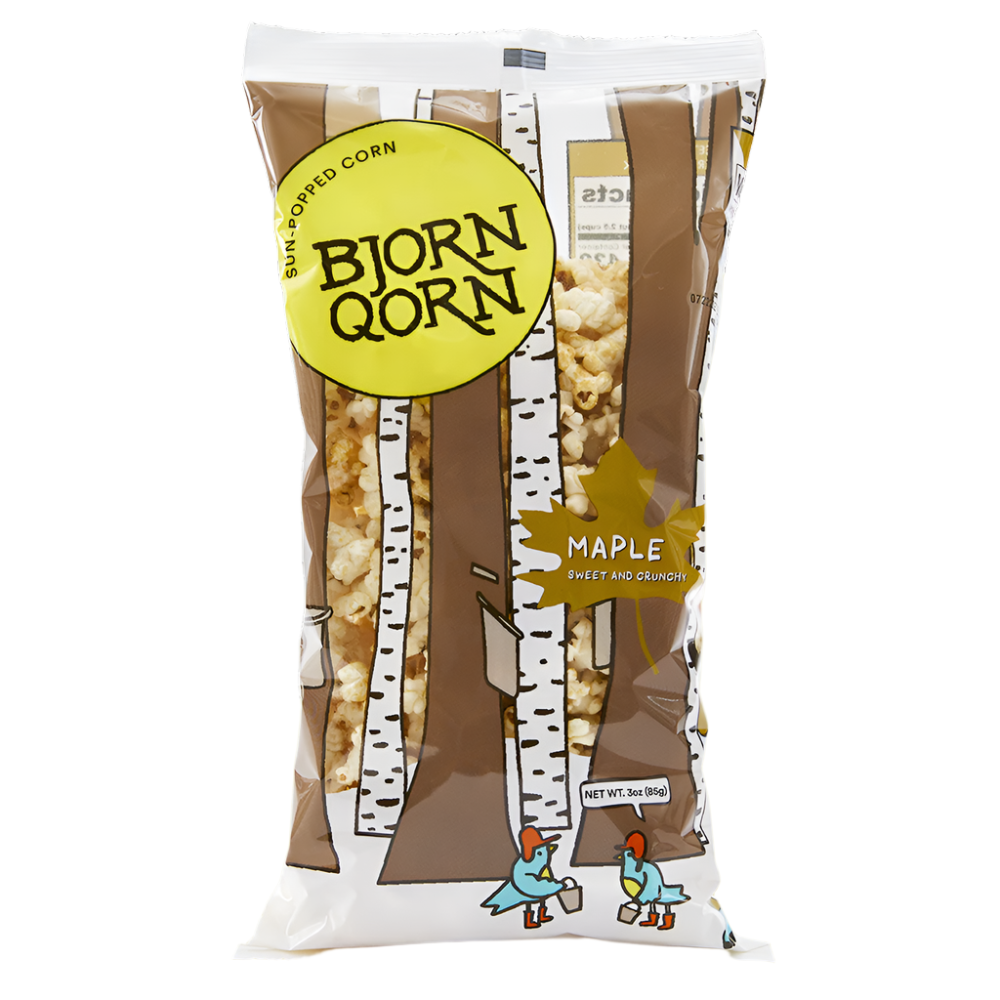 Bjorn Qorn Maple Popcorn Bags - 12-Pack x 3oz Bag by Farm2Me