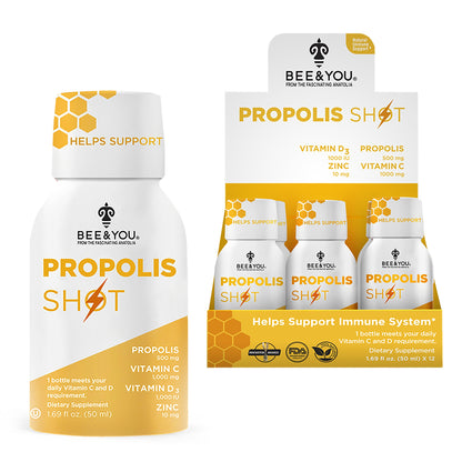 Propolis+VitC+VitD3+Zinc Immune Support Shot Drink for Adults x 12