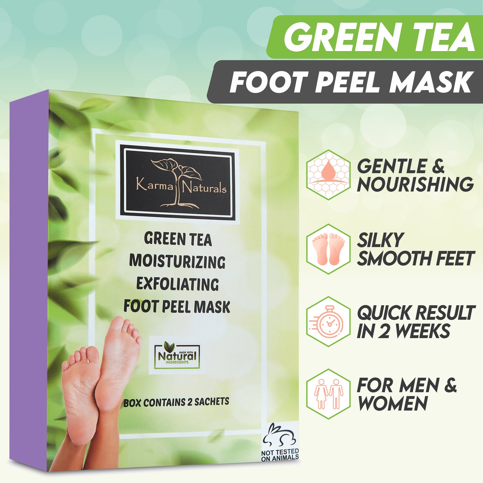 Karma Naturals Green Tea Foot Peel Mask - 2 Pack