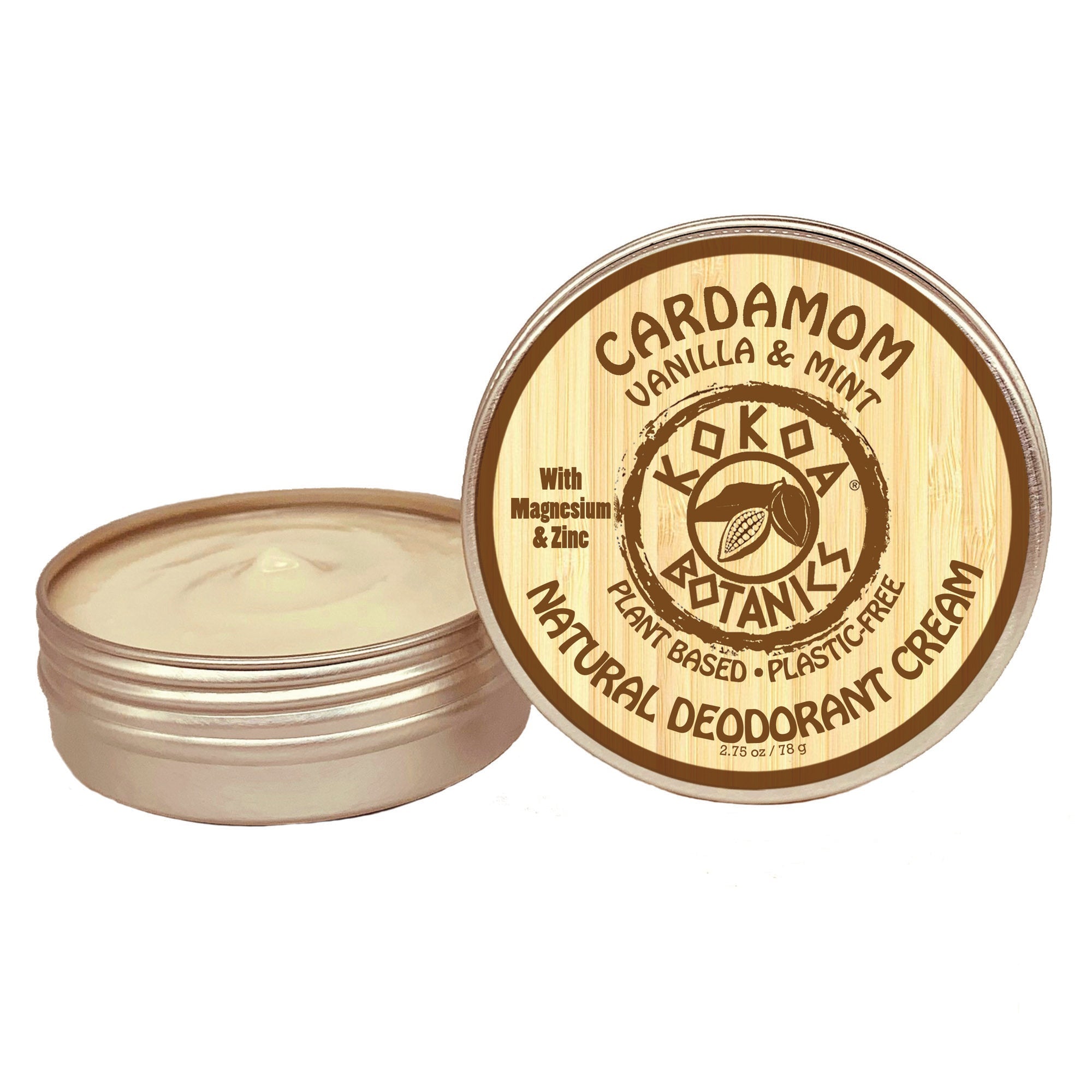 CARDAMOM with VANILLA & MINT  - Natural Deodorant Cream - Aluminum-Free - 2.5 oz by kokoabotanics