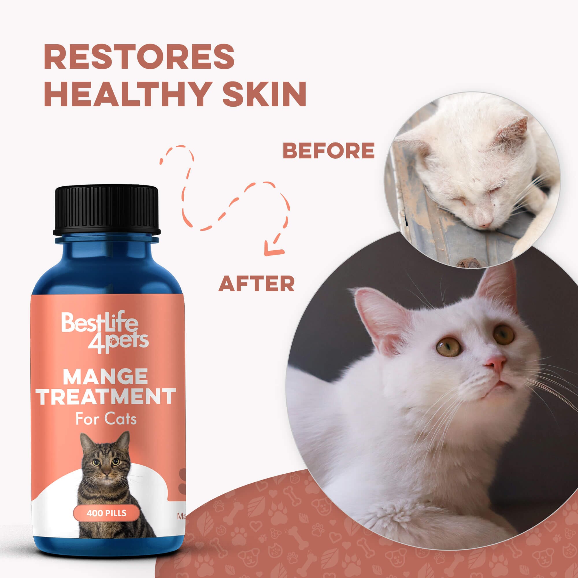 Mange Treatment for Cats - Treats Feline Sarcoptic & Demodectic Mange, Scabies & Ear Mites by BestLife4Pets