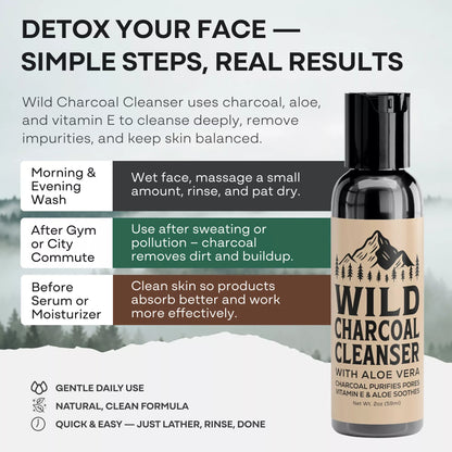 Wild Charcoal Cleanser — with Aloe Vera + Vitamin E