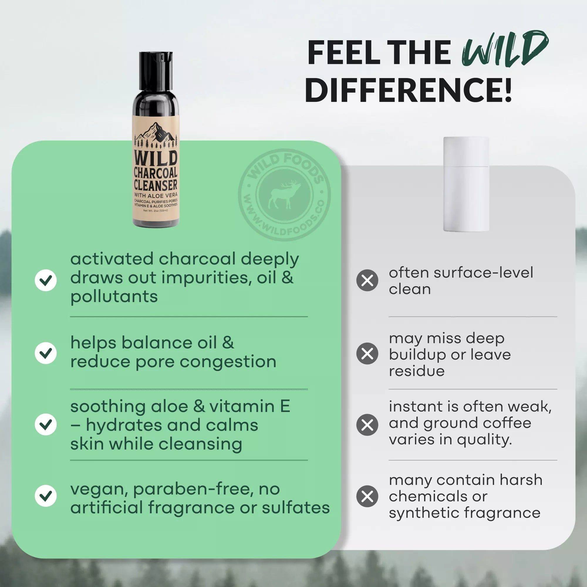 Wild Charcoal Cleanser — with Aloe Vera + Vitamin E