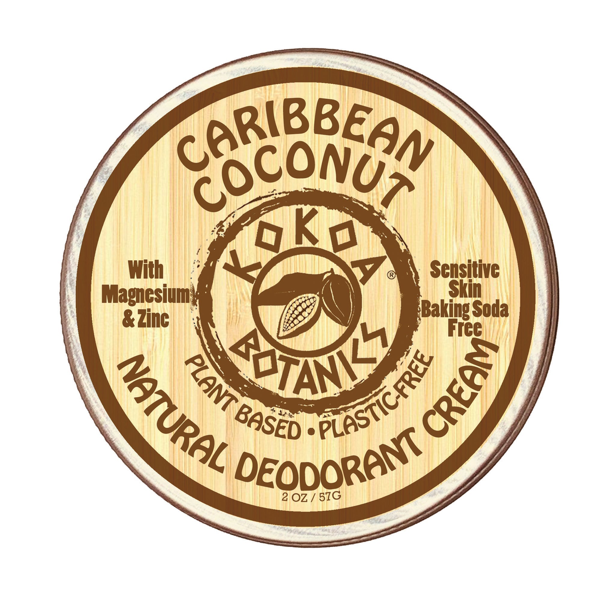 CARIBBEAN COCONUT - Natural Deodorant Cream - Sensitive Skin - Baking Soda Free  - 2.5 oz by kokoabotanics