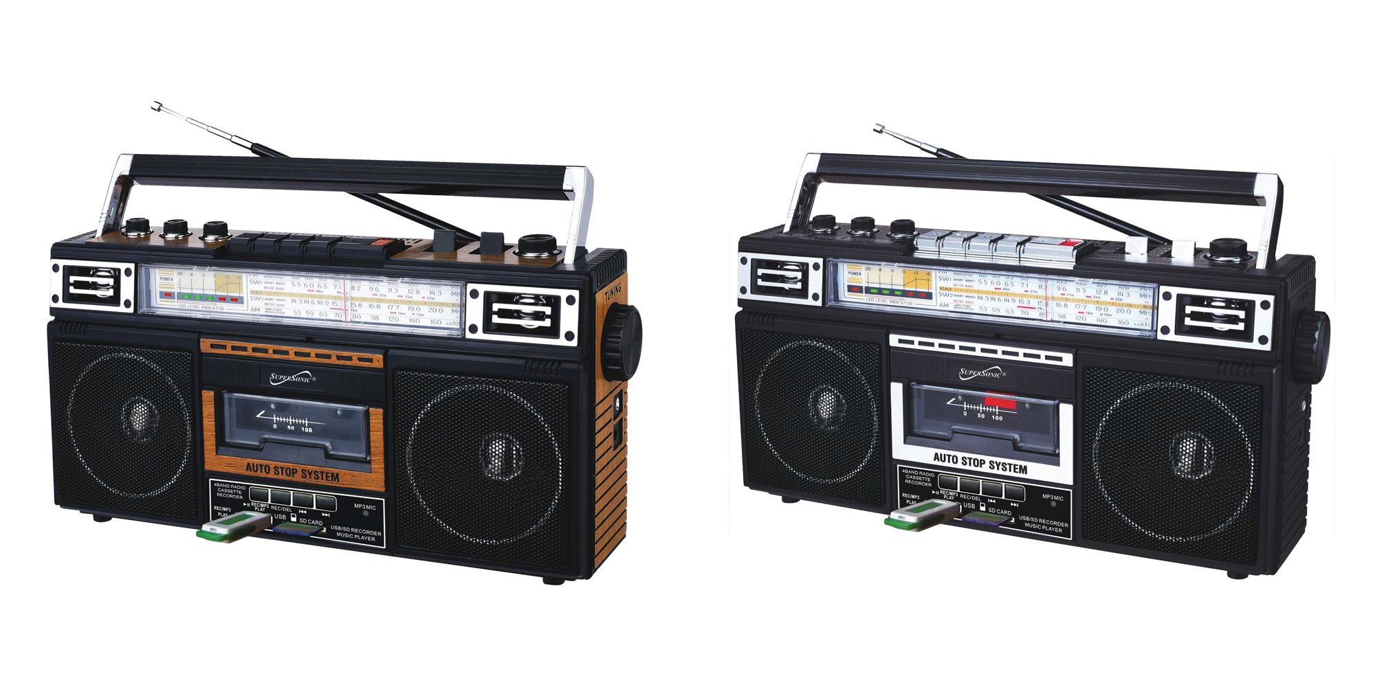 Supersonic 4 Band Radio & Cassette Player + Cassette To Mp3 Converter & Bluetooth (SC-3201BT) by Jupiter Gear Home