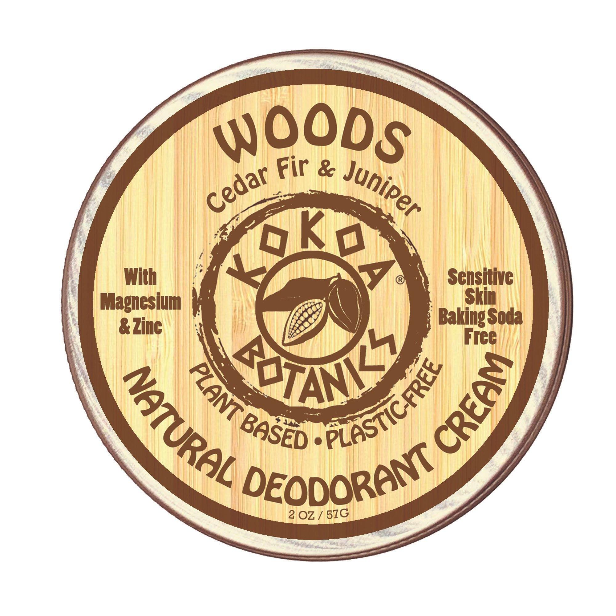 WOODS - Natural Deodorant Cream - Sensitive Skin – Baking Soda-Free 2.5 oz by kokoabotanics