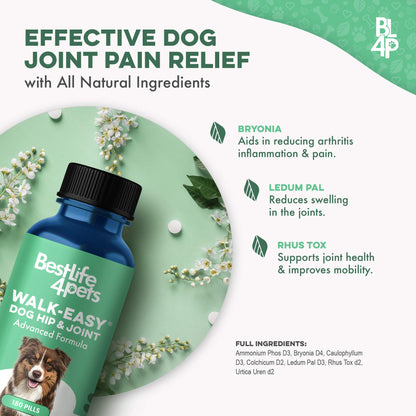 WALK-EASY™ Extra Strength Natural Pain Relief for Dogs - Helps Dog Joint Pain, Arthritis, ACL, Limping and More by BestLife4Pets