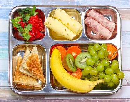 Stainless Steel Dinner Plates, Reusable, 5 Compartments, 2 Pack by ecozoi