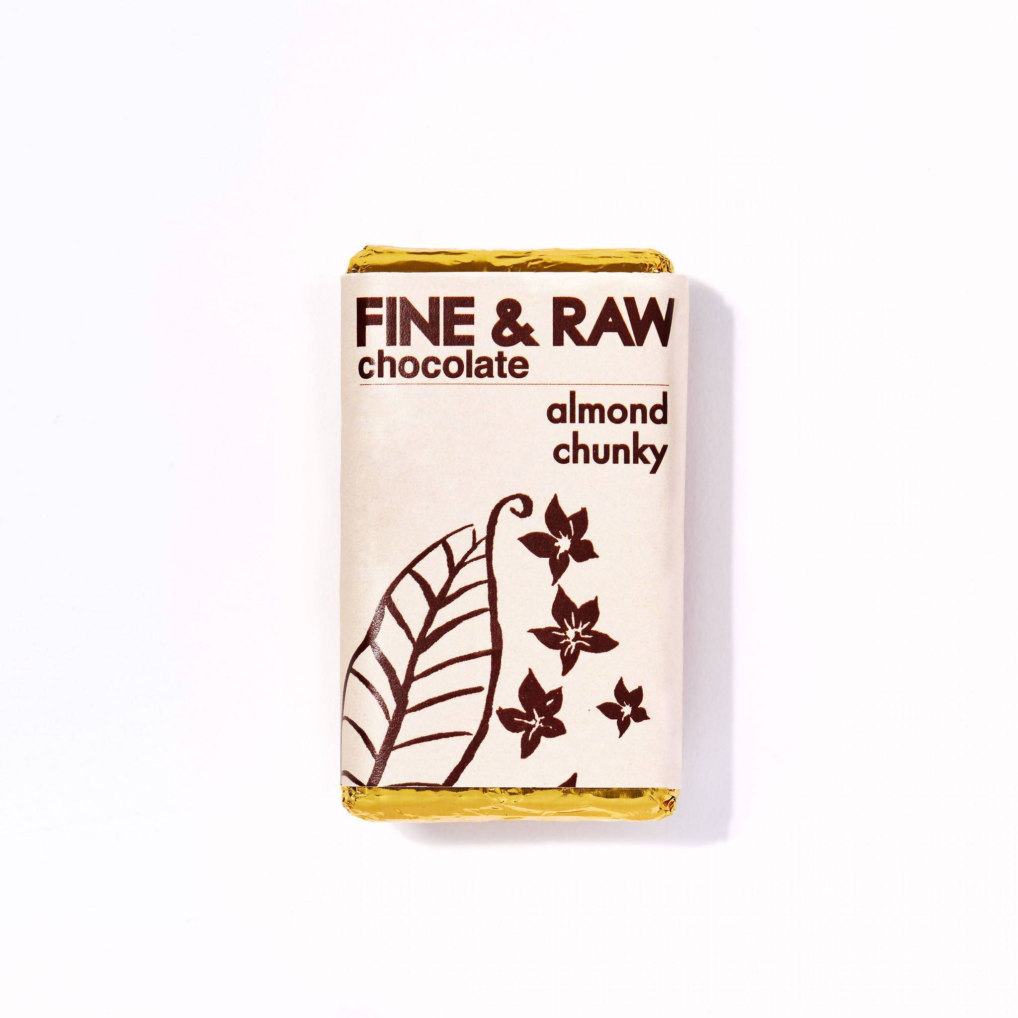 Fine and Raw Almond Chunky Chocolate Bars, Organic - 10 Bars x 1.5oz case by Farm2Me