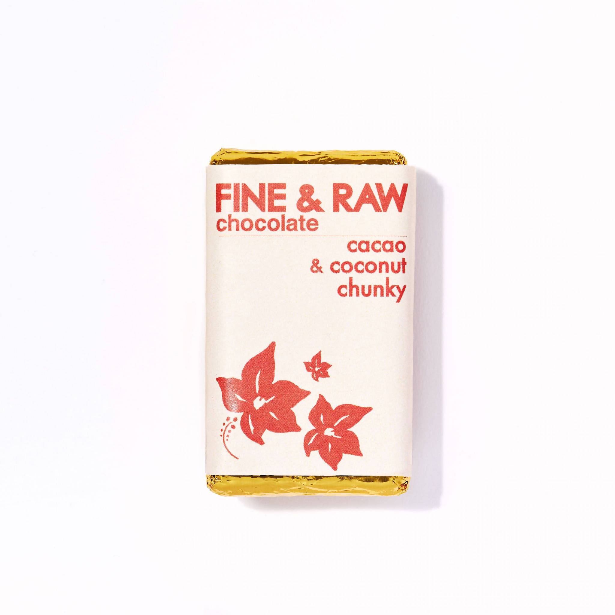 Fine and Raw Cacao & Coconut Chunky Chocolate Bars, Organic - 10 Bars x 1.5oz case by Farm2Me