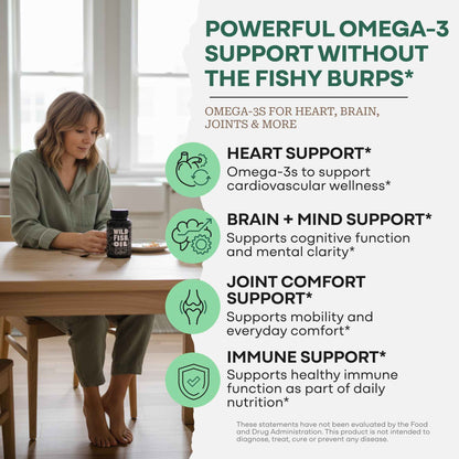 Wild Fish Oil Capsules, Omega-3 Blend, Sustainable, Pure, Third-Party Tested