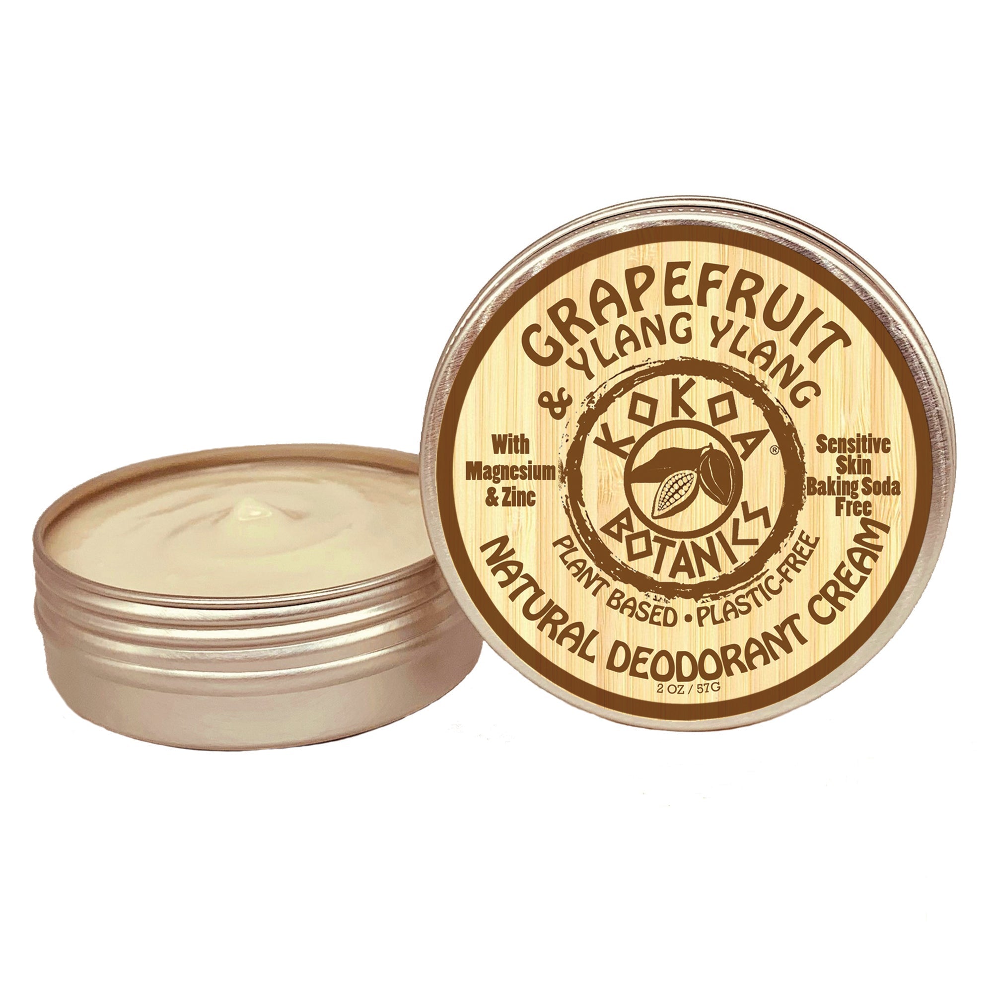 GRAPEFRUIT & YLANG YLANG - Natural Deodorant Cream - Sensitive Skin - Baking Soda Free  - 2.5 oz by kokoabotanics