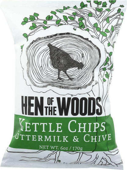 Hen of the Woods Buttermilk & Chive Kettle Chips Bags - 24 bags x 6oz case by Farm2Me
