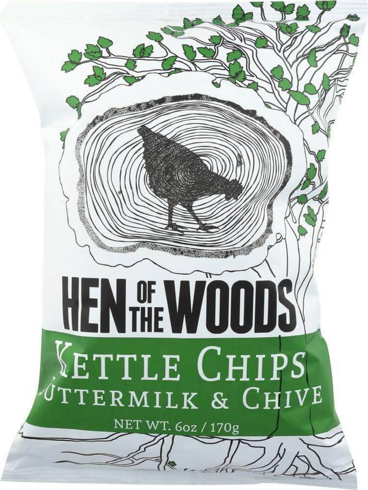 Hen of the Woods Buttermilk & Chive Kettle Chips Bags - 24 bags x 6oz case by Farm2Me