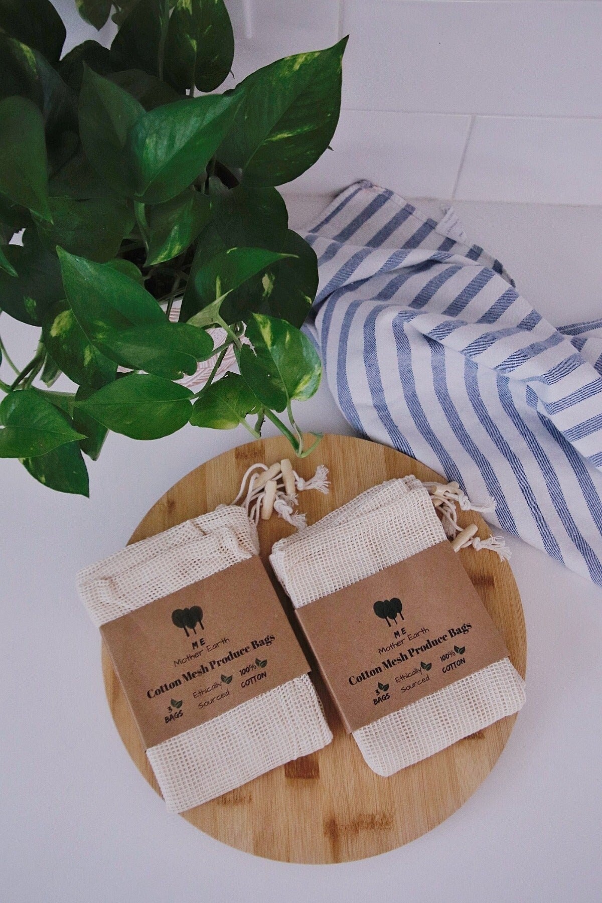 Cotton Mesh Produce Bags- 3 pack | Reusable Bags | Eco-Friendly Produce Bags