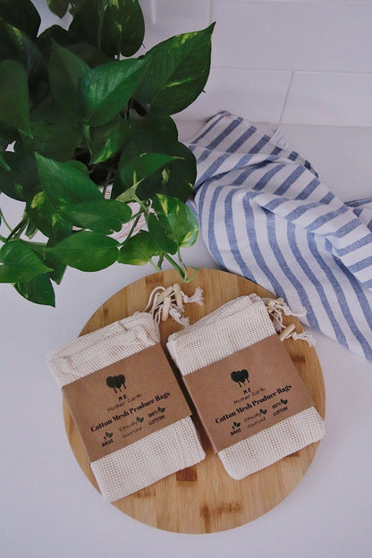 Cotton Mesh Produce Bags- 3 pack | Reusable Bags | Eco-Friendly Produce Bags