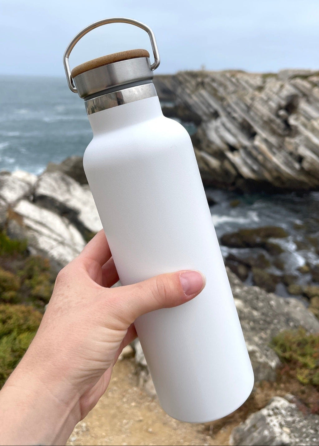 Stainless Steel Water Bottle with Bamboo Lid