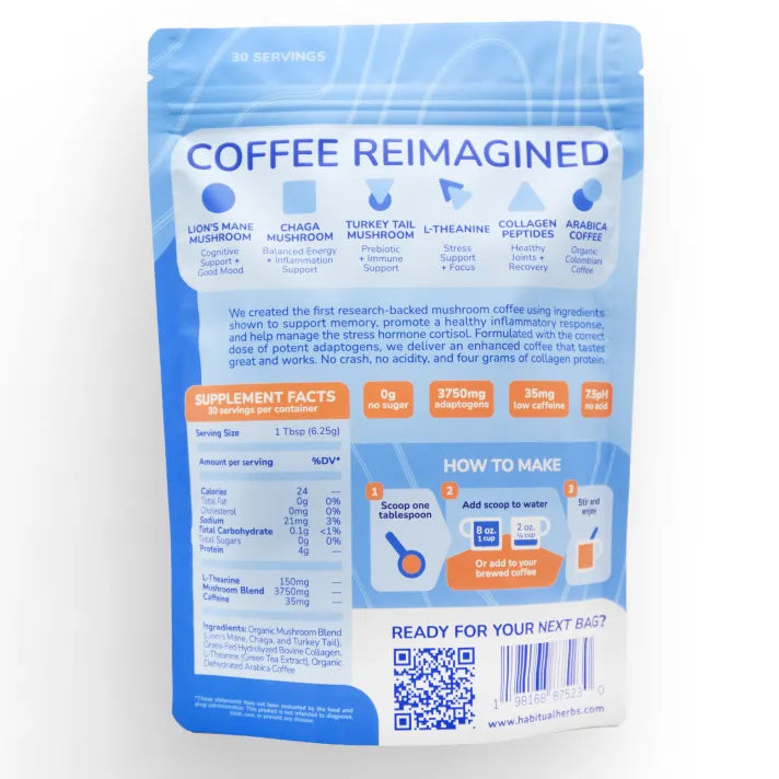 Mushroom Coffee by Habituel — Lion's Mane + Chaga + Turkey Tail + Collagen + L-theanine