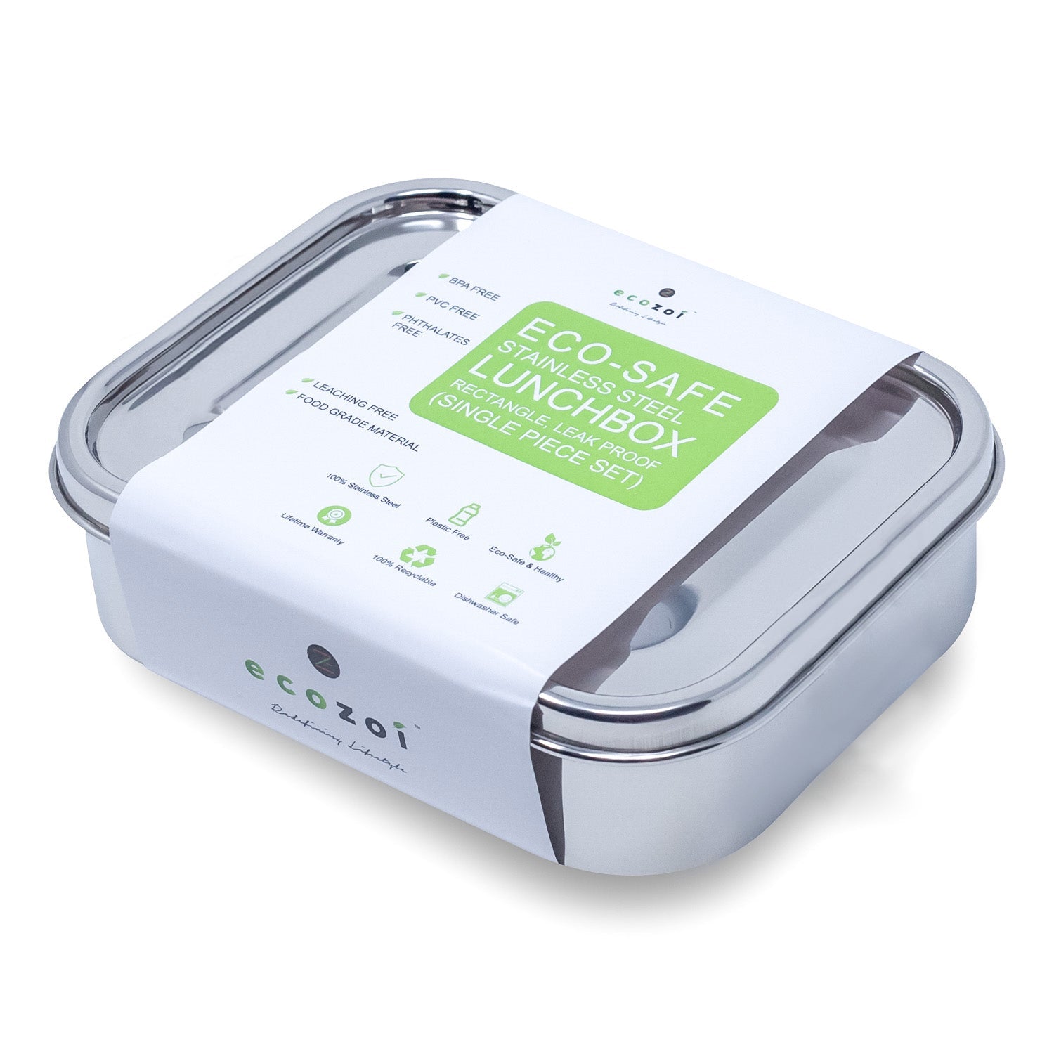 STAINLESS STEEL LUNCH BOX, 1 TIER MICROWAVABLE, 24 OZ by ecozoi