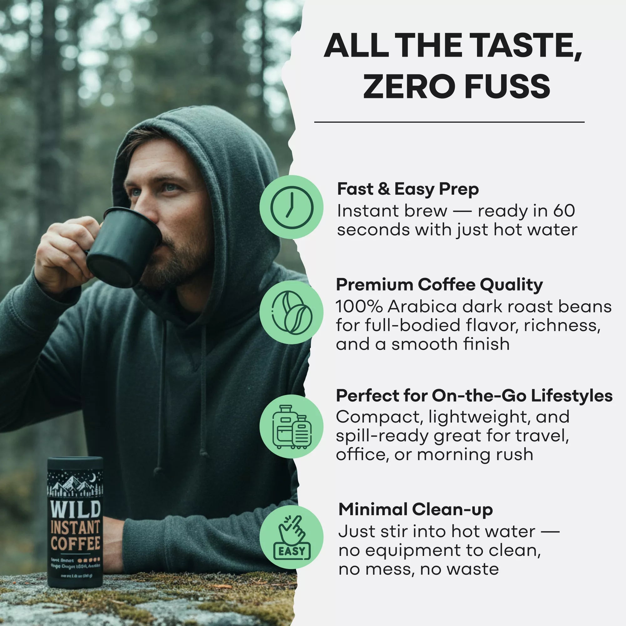 Wild Instant Coffee (Dark Roast) — Single Origin, 100% Arabica