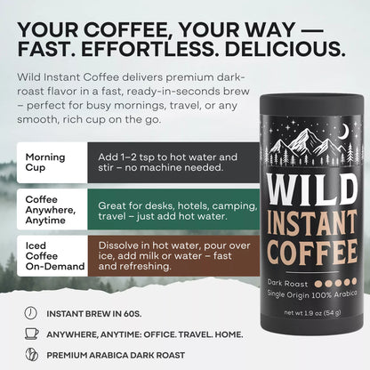 Wild Instant Coffee (Dark Roast) — Single Origin, 100% Arabica