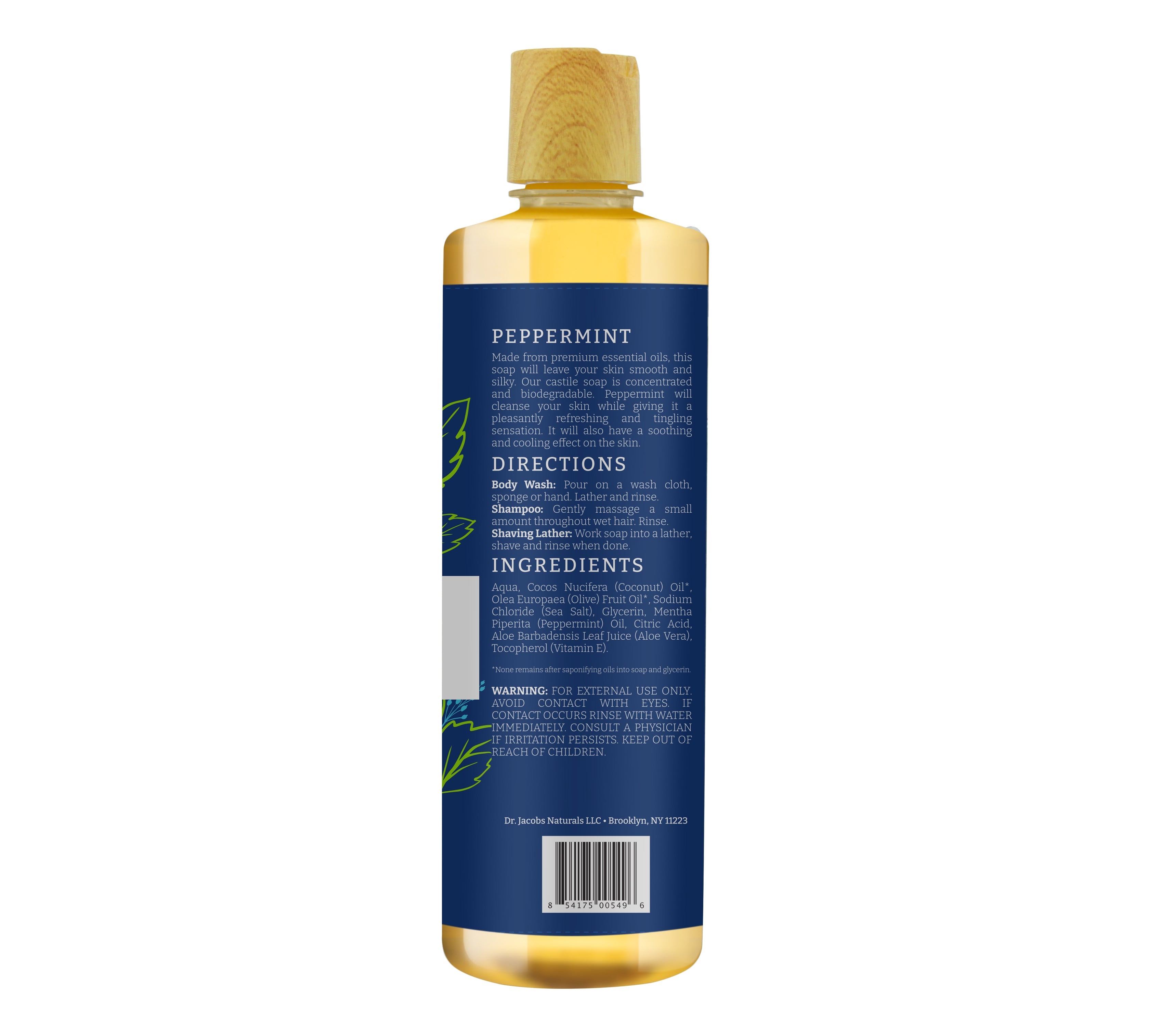 Peppermint Castile Body Wash by Dr. Jacobs Naturals