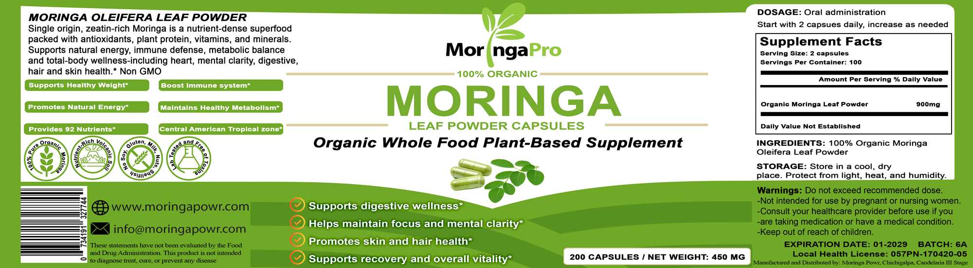 Organic Moringa (200 capsules) + Organic Turmeric (200 capsules)