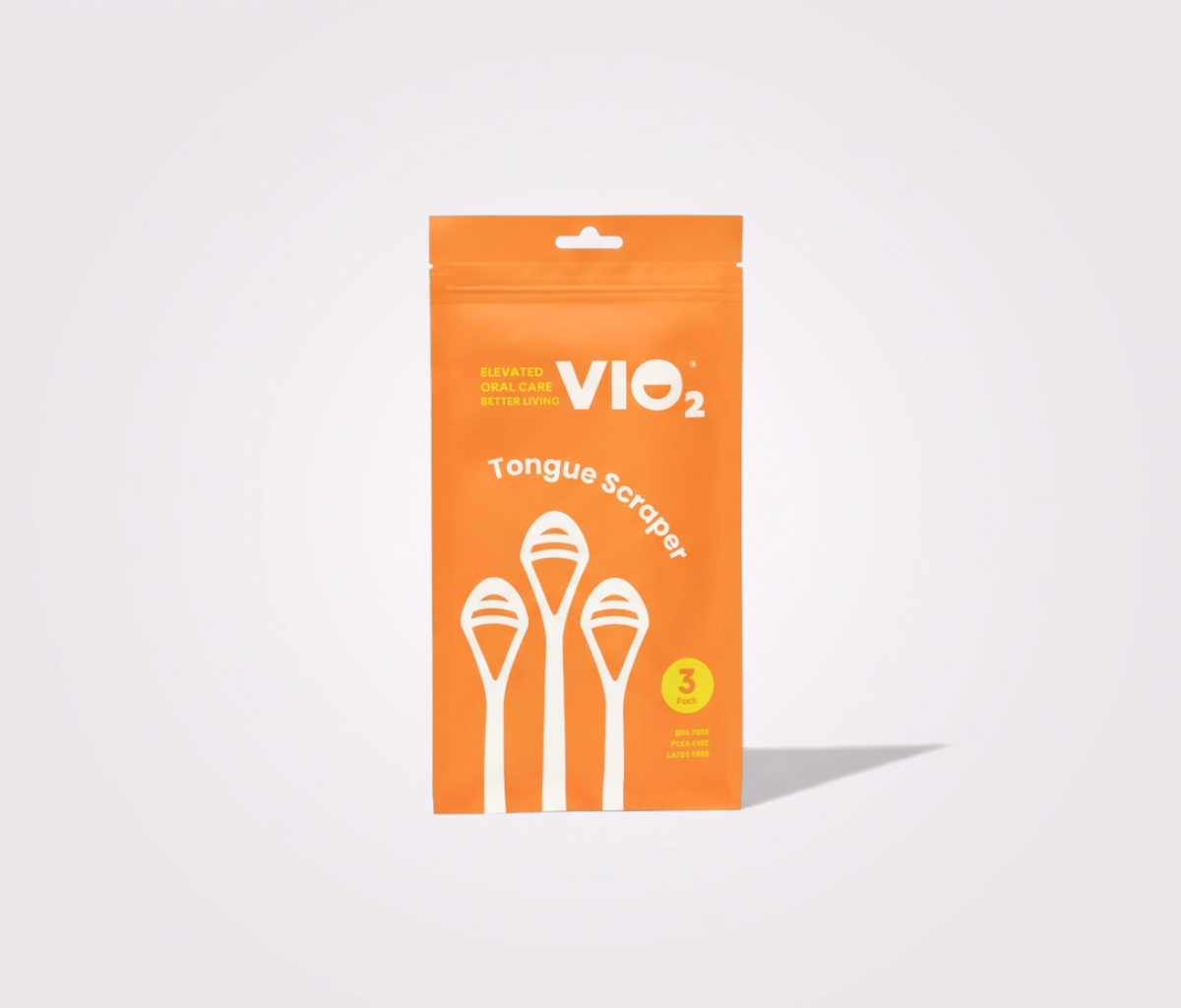VIO2™ Tongue Scraper - Pack of 3 REUSABLE Scrapers - BPA Free, PFAS Free, Latex Free