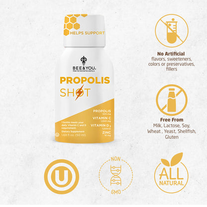 Propolis+VitC+VitD3+Zinc Immune Support Shot Drink for Adults x 12