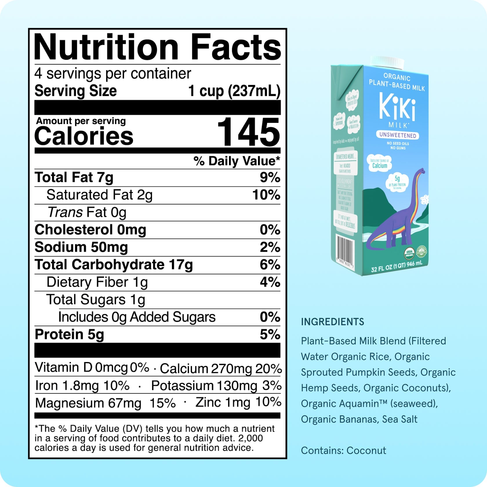 Unsweetened Kiki Milk • 32 fl oz • Pack of 6 by Kiki Milk