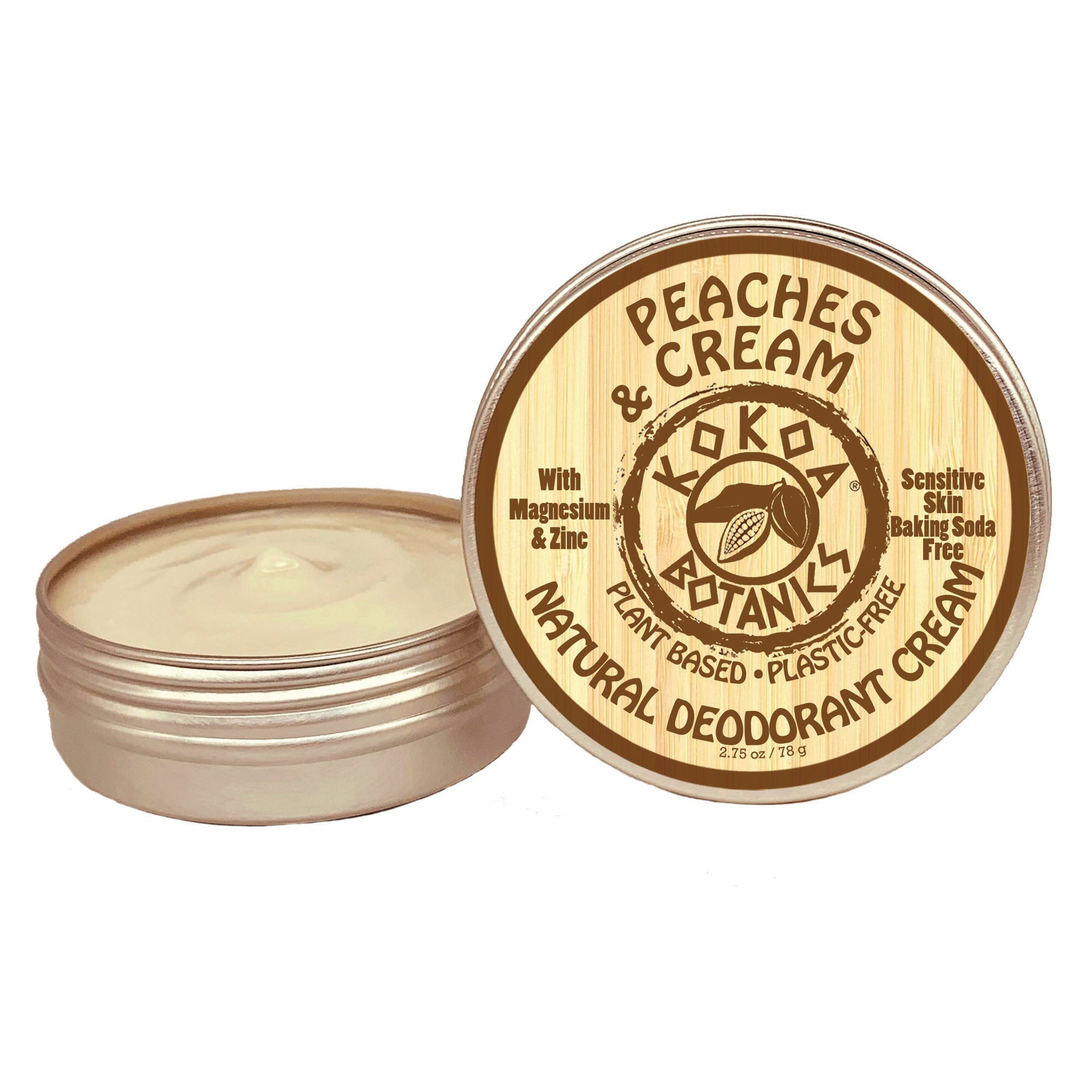 Peaches and Cream - Natural Deodorant Cream - Baking Soda Free  - 2.5 oz by kokoabotanics