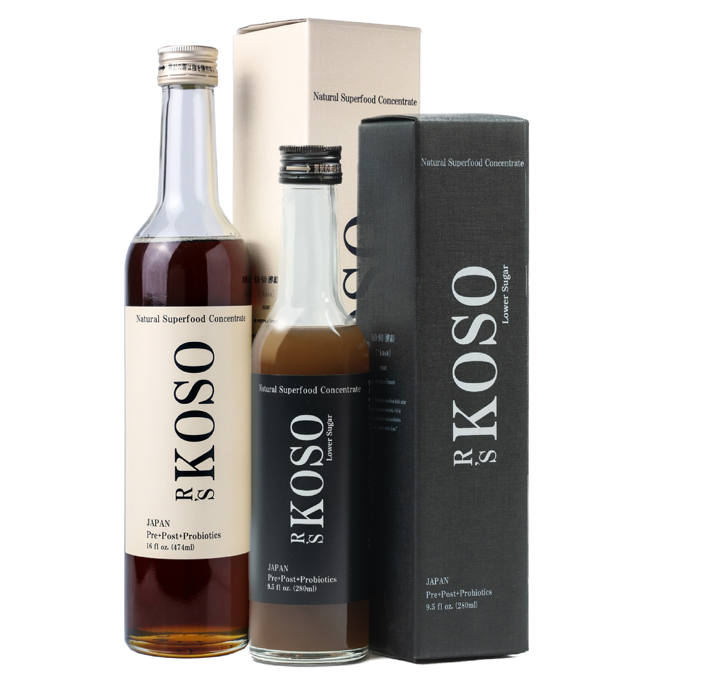 R's KOSO mix of - Japanese Postbiotic Drink (474ml / 16oz) and Lower Sugar (280ml / 9.5oz) - 1 each FBM