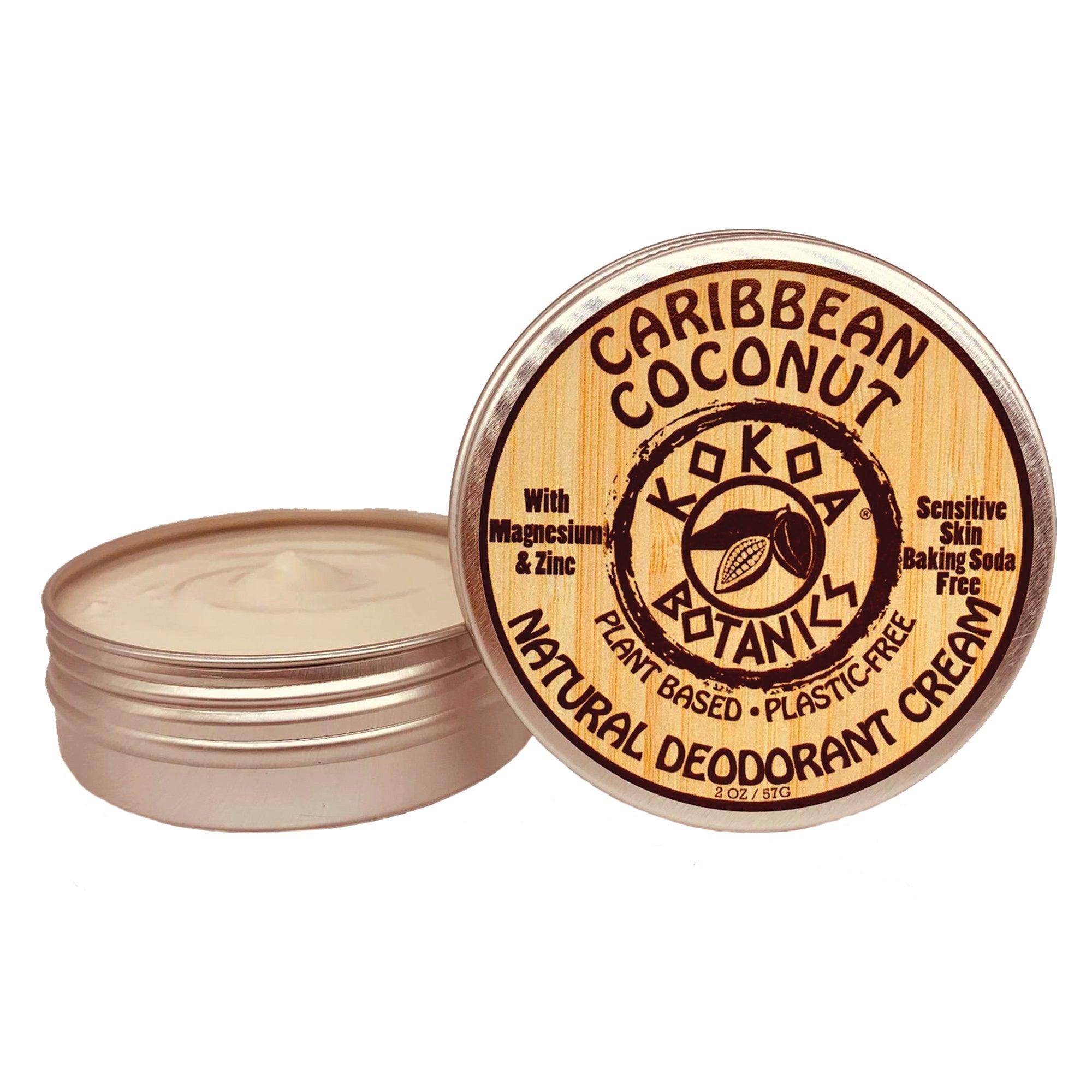 CARIBBEAN COCONUT - Natural Deodorant Cream - Sensitive Skin - Baking Soda Free  - 2.5 oz by kokoabotanics