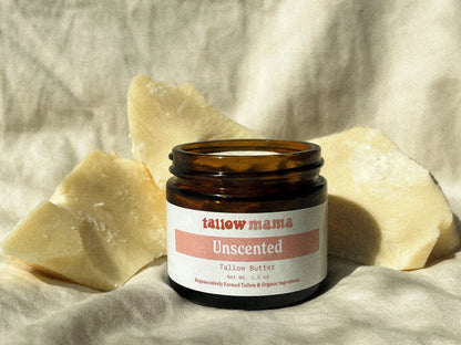 Unscented Tallow Butter - Natural Face & Body Moisturizer for Sensitive Skin