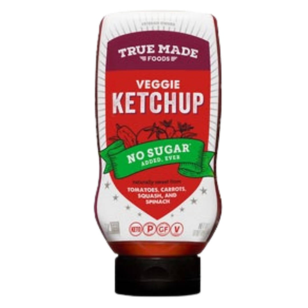 True Made Veggie Ketchup Squeeze Bottles, No Sugar Added Vegetable Ketchup bottle - 6 bottles x 17oz case by Farm2Me