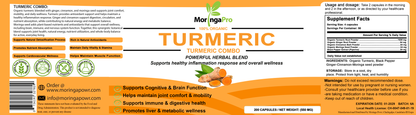 Organic Moringa (200 capsules) + Organic Turmeric (200 capsules)