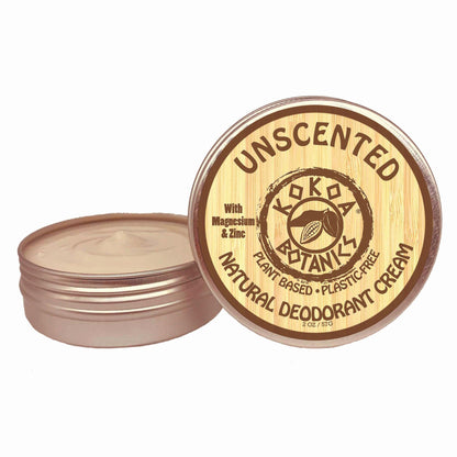 Unscented - Natural Deodorant Cream - Aluminum-Free - Plastic-Free 2.5 oz by kokoabotanics