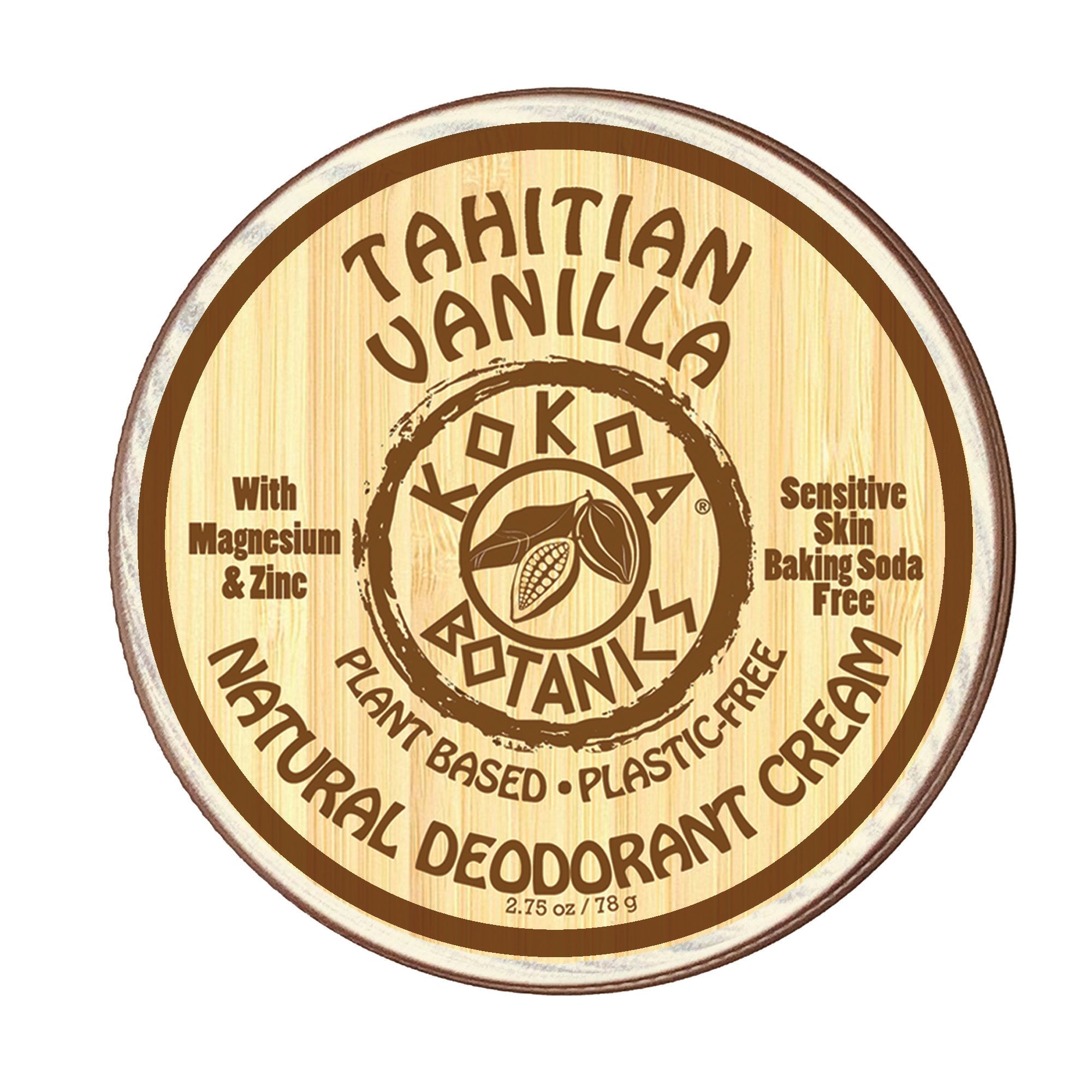 TAHATIAN VANILLA - Natural Deodorant Cream - Sensitive Skin - Baking Soda Free  - 2.5 oz by kokoabotanics