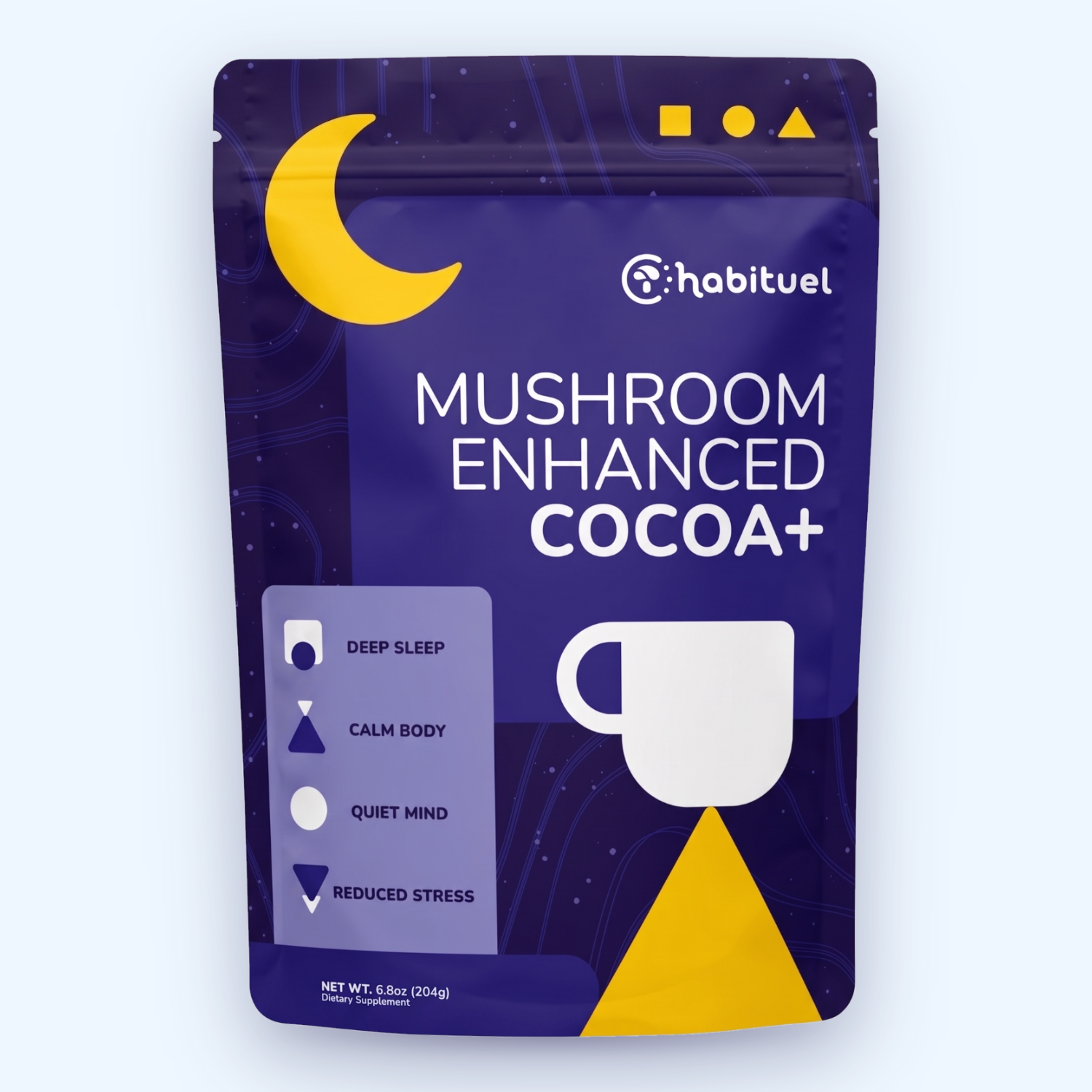 Mushroom Hot Cocoa for Sleep by Habituel — Magnesium Glycinate + Reishi + Glycine + L-Theanine + B6. Melatonin-Free, 0g Sugar