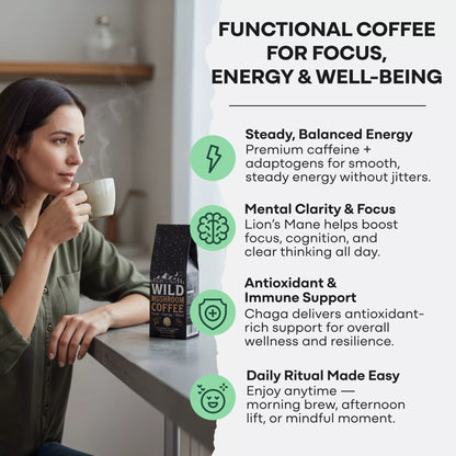 Wild Mushroom Coffee (Medium Roast) — Focus + Energy + Mood