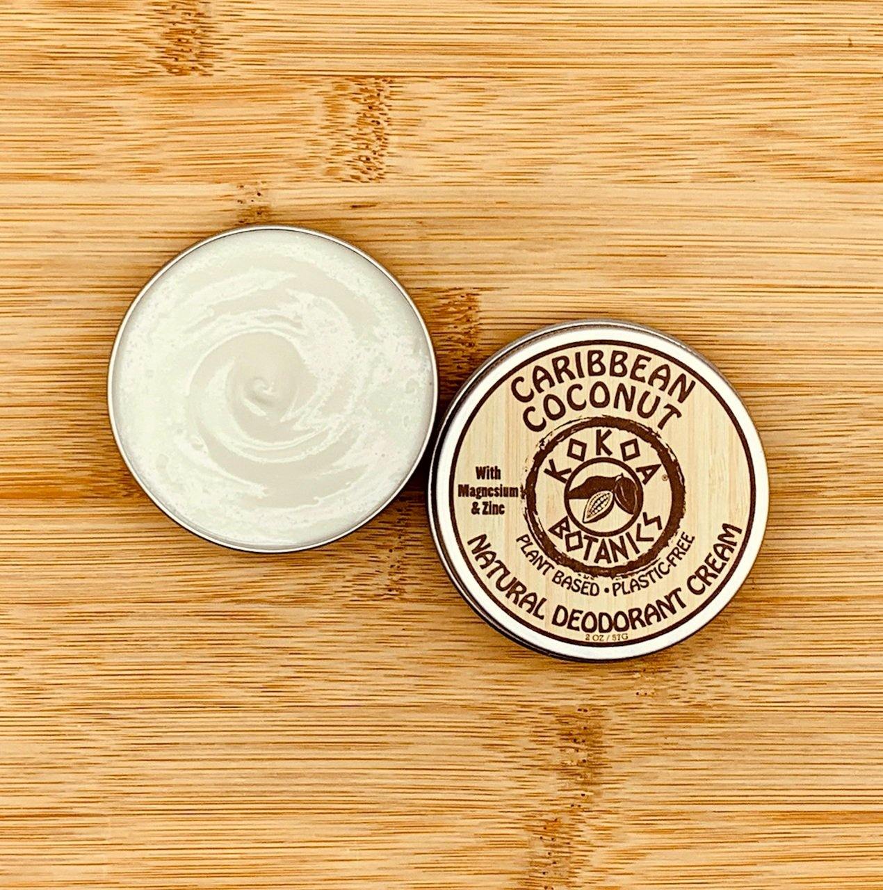 CARIBBEAN COCONUT - Natural Deodorant Cream - Aluminum-Free - 2.5 oz by kokoabotanics