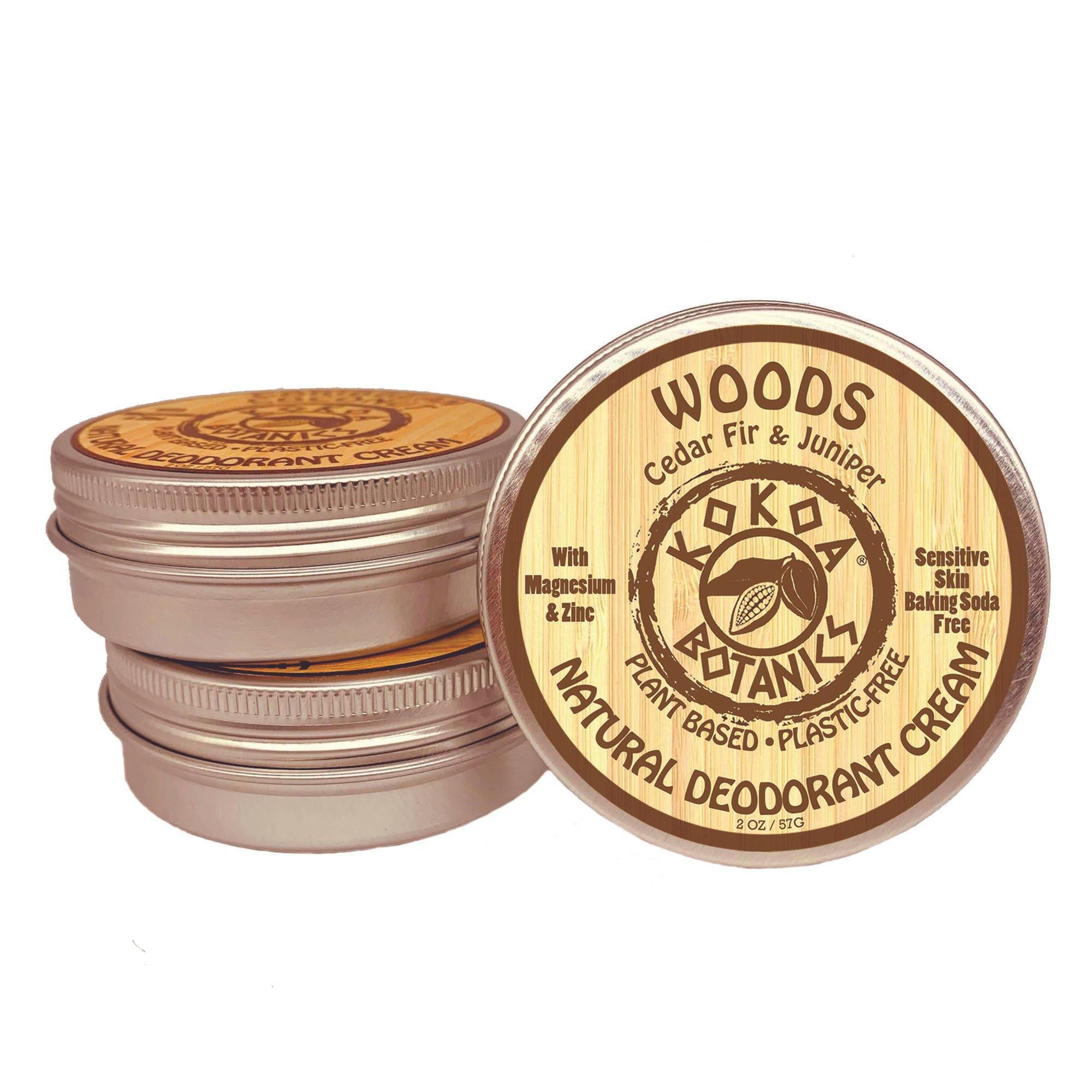 WOODS - Natural Deodorant Cream - Sensitive Skin – Baking Soda-Free 2.5 oz by kokoabotanics