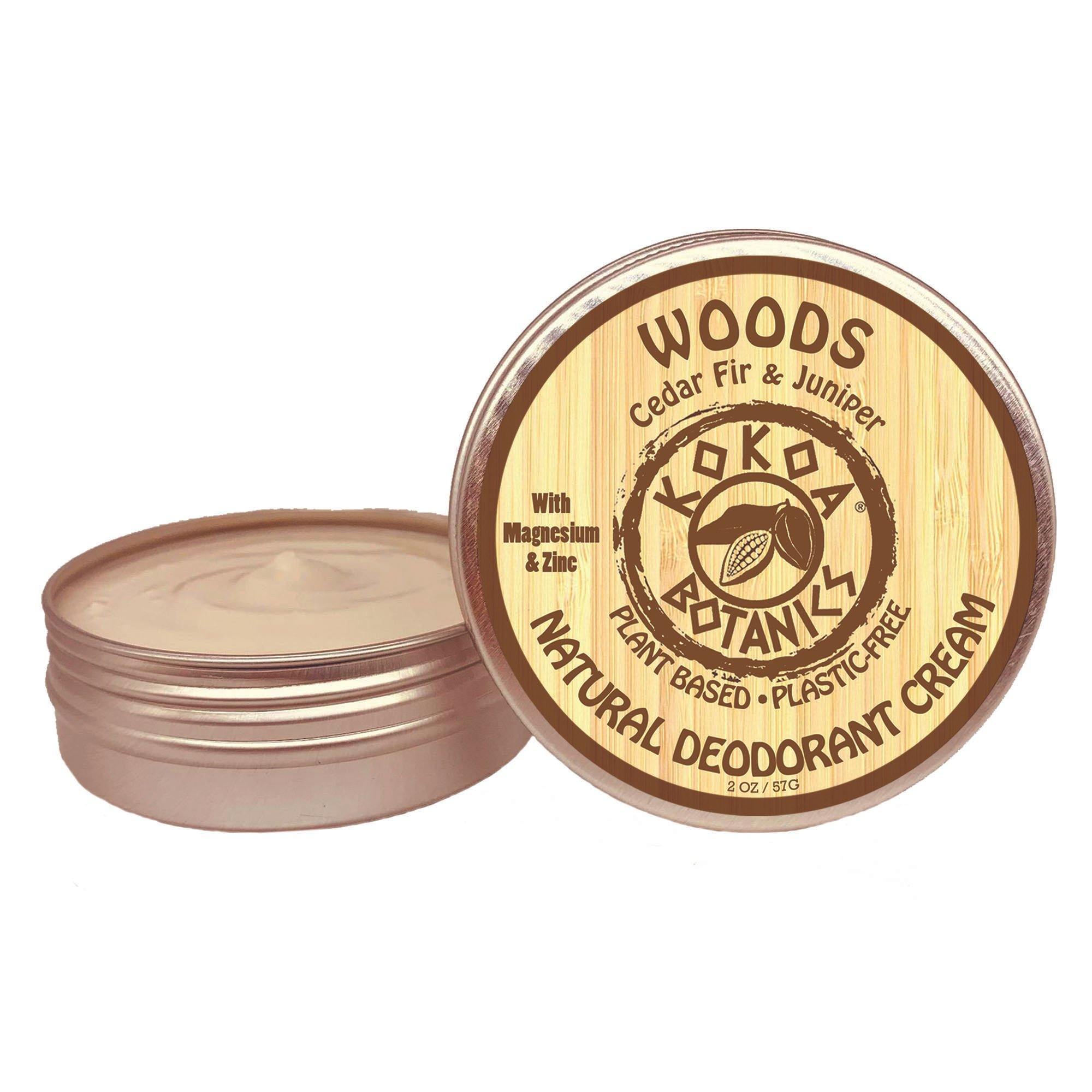 WOODS with Cedar and Juniper - Natural Deodorant Cream - Aluminum-Free - 2.5 oz by kokoabotanics