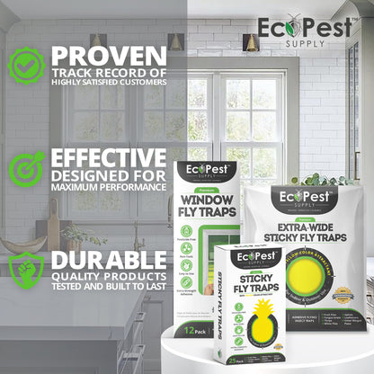 Extra-Wide Sticky Fly Traps (Yellow) — 40 Pack by EcoPest Supply